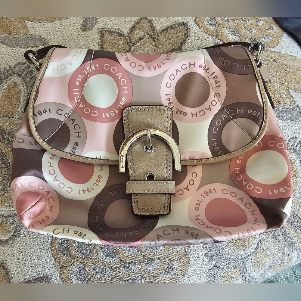 Coach Pink and Brown Shoulder Bag